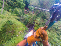 Riding After The Aerial Slide At The White River Canyon Zip Line Rincon De La Vieja
 - Costa Rica