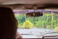 View From The Car Crossing A River To Access Los Patos Ranger Station
 - Costa Rica
