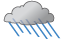 Cloudy and humid; occasional afternoon rain and a thunderstorm