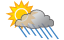 Sunny to partly cloudy and very warm; a brief afternoon shower