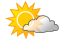 Sunny to partly cloudy and humid