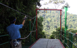 skytrek waiting to catch 
 - Costa Rica