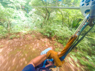On A Cable From Land To The Canyon Entrance At The White River Canyon Zip Line Rincon De La Vieja
 - Costa Rica