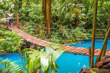 Hanging Bridge Lateral View With Celeste River
 - Costa Rica