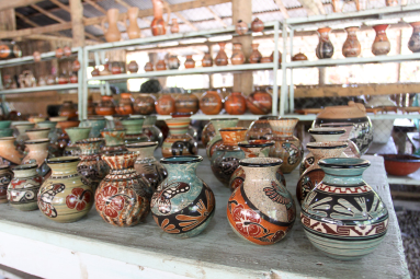 shelves of pottery willys guaitil 
 - Costa Rica