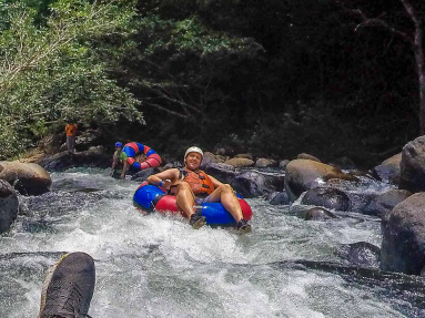 Man On The River Path Rio Negro Tubing Rincon De La Vieja
 - Costa Rica