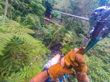 Riding After The Aerial Slide At The White River Canyon Zip Line Rincon De La Vieja
 - Costa Rica