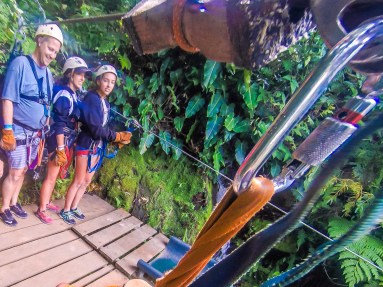 Arrival At The First Platform Inside The Canyon At The White River Canyon Zip Line Rincon De La Vieja
 - Costa Rica