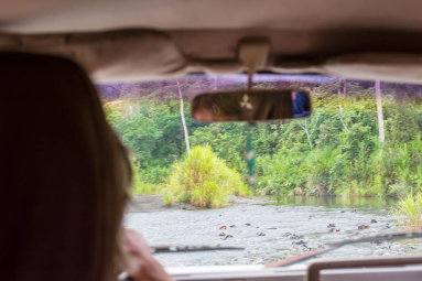        View From The Car Crossing A River To Access Los Patos Ranger Station
  - Costa Rica
