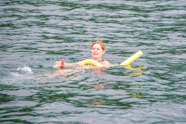 Lady Floating In Playa Huevos Marlin Del Ray Catamaran
 - Costa Rica